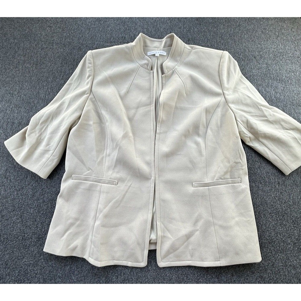 Preston & York Blazer Women's 18 Beige 3/4 Sleeve Jacket Business Career